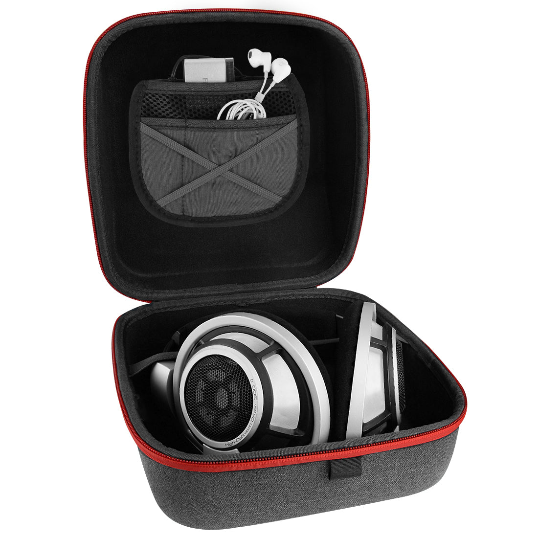 Geekria Shield Compatible With Sennheiser HD820, HD800S, HD800, HD700, HD599SE, Replacement Protective Hard Shell Travel Bag With Storage For Accessories (Dark Grey