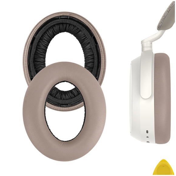 Geekria QuickFit Replacement Ear Pads for Sennheiser Momentum 4 Wireless Over-Ear Headphones Ear Cushions, Headset Earpads, Ear Cups Cover Repair Parts (Brown)