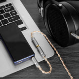 Geekria 2.5mm Balanced Male to 3.5mm (1/8'') Balanced Female Headphones Adapter, Copper and Silverplated Upgrade Cable Conversion Audio Dongle Cable (0.47ft)