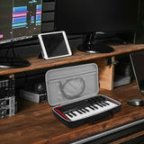 Geekria HardShell Case Compatible with Akai Professional MPK Mini MK3, 25-Key Ultra-Portable USB MIDI Drum Pad and Keyboard Controller Protective Cover (Dark Grey)