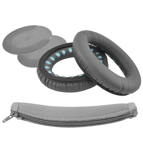 Geekria Replacement Ear Pads + Headband Cover for BOSE SoundTrue Around-Ear, AE2, AE2i, AE2w Headphones Headband + Replacement Earpads, Headset Ear Cushion Repair Parts (Dark Grey)