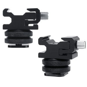 Geekria for Creators Microphone Cold Shoe Mount Adapter for Camera, Mic Stand Bracket, Compatible with RODE Wireless Go II, ME, PRO Microphone Holder (Black / 2 Pack)
