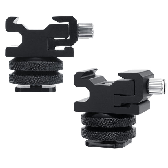 Geekria for Creators Microphone Cold Shoe Mount Adapter for Camera, Mic Stand Bracket, Compatible with RODE Wireless Go II, ME, PRO Microphone Holder (Black / 2 Pack)