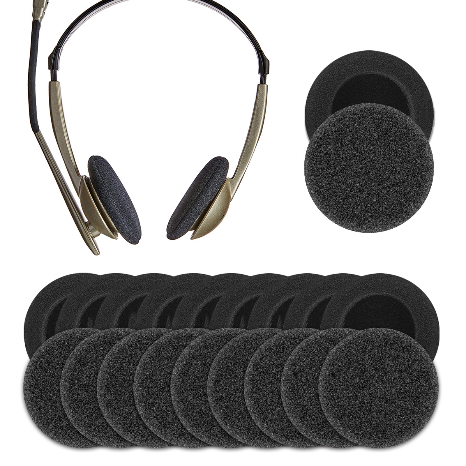 Geekria 10 Pairs 2 Inch (50mm) QuickFit Foam Replacement Ear Pads for