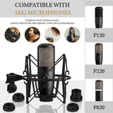 Geekria for Creators Microphone Shock Mount Compatible with AKG P120, P220, P820, Mic Anti-Vibration Suspension Adapter Clamp Mic Holder Clip (Black / Metal)