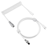Geekria Coiled USB-C Gaming Keyboard Cable with Aviator Connector Cord, 5-Pin Braided Double-Sleeved Mechanical Keyboard Cable Compatible with Logitech G715 G713, Keychron K8 K7 K6Pro (White 5FT)