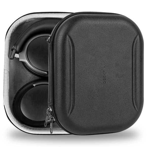 Geekria PRO Headphones Case for Foldable Over-Ear Headphones, Replacement Hard Shell Travel Carrying Bag with Cable Storage Compatible with Bose QC Ultra, QC 45, QC 35 Headsets (Black)