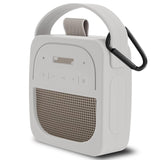 Geekria Silicone Speaker Case Cover Compatible with Bose SoundLink Micro II, Protective Soft Skin, Replacement Portable Speakers Travel Carrying Sleeve with Keychain Hook (Light Grey)