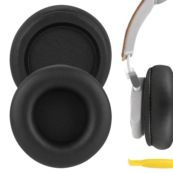 Geekria QuickFit Replacement Ear Pads for Bang & Olufsen Beoplay H4, H6, H7, H9, H9i, HX, Portal Headphones Ear Cushions, Headset Earpads, Ear Cups Cover Repair Parts (Black / No Plastic Clip)
