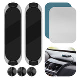 Geekria 2 Pack Magnetic Car Mounts for Dashboard, Aluminum Holders with Adhesive Pads, Compatible with Echo Auto and Cell Phones, Silver