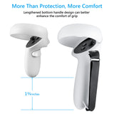 Geekria Extended Controller Grips Cover Compatible with Meta/Oculus Quest 2,Extended Controller Hand Strap Adjustable Knuckle Handles for Large Hands, Anti-Collision Silicone Grip Cover (White)