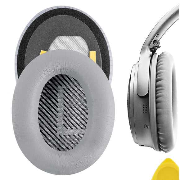 Geekria QuickFit Replacement Ear Pads for Bose QC45, QC35, QC35 ii, QC35 ii Gaming, QC15 QC25, AE2, AE2i, AE2w, SoundTrue, SoundLink AE, QCSE, New Quietcomfort Headset Earpads (Silver Grey)