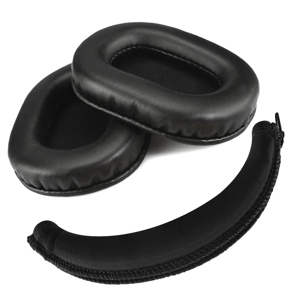 Geekria Earpad + Headband Compatible with SONY MDR-7506, MDR-V6, MDR-CD900ST Headphone Replacement Ear Pad + Headband Cover / Ear Cushion + Headband Protector / Earpads Repair Parts Suit (Black)