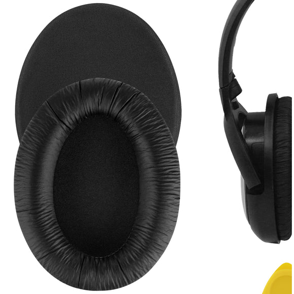 Geekria QuickFit Leatherette Replacement Ear Pads for Sennheiser HD180, HD201, HD449 Headphones Ear Cushions, Headset Earpads, Ear Cups Cover Repair Parts (Black)