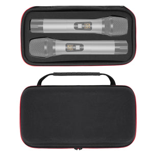 Geekria for Creators Dual Microphones Case Compatible with Bietrun SY-WXM-2, WXM02, WXM19, WXM31, Shure BLX2/PG58, Hard Shell Mic Carrying Case, Travel Protective Bag with Cable Storage (Black)