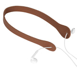 Geekria Earphones Neck Strap, Soft Vegan Leather Anti-Lost Earbuds Holder Neck Band Compatible with Apple EarPods and Other Wired Headphone (Brown)