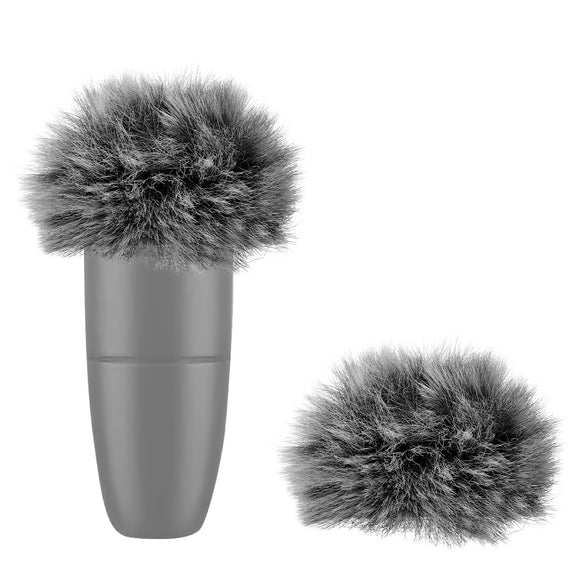 Geekria for Creators Furry Windscreen for 0.2'' (5mm) Diameter Microphones, Mic DeadCat Wind Cover Muff, Windbuster, Fluff Cover Windshield Compatible with Sennheiser MKE (Grey / 2 Pack)