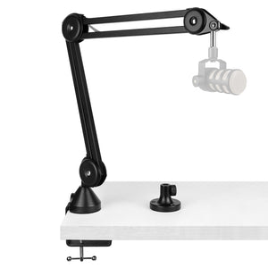 Geekria for Creators Microphone Arm Compatible with Rode Podmic, NT-USB, NT1-A, NT1, Mic Boom Arm Mount Adapter with Tabletop Flange Mount, Suspension Stand, Mic Scissor Arm, Desk Mount Holder