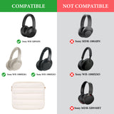 Geekria NOVA Headphones Pouch Compatible with Sony WH-1000XM6, WH-1000XM4, WH-1000XM3, WH-H900N, Soft Shell Replacement Protective Travel Carrying Bag with Cable Storage (White)
