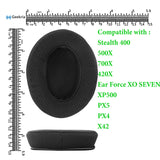 Geekria Comfort Extra Thick Mesh Fabric Replacement Ear Pads for Turtle Beach Stealth 400, 500X, 700X, 420X, Ear Force XO SEVEN, XP500, PX5, PX4, X42 Headphones Ear Cushions, Ear Cups (Black)