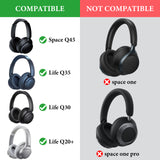 Geekria Shield Headphones Case Compatible with Soundcore Space Q45, Life Q20+, Life Q35, Life Q30, Life Q20i Case, Replacement Hard Shell Travel Carrying Bag with Cable Storage (Microfiber Grey)