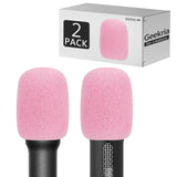 Geekria for Creators Foam Windscreen for 0.3" (8mm) Diameter Microphones, Antipop Foam Cover, Mic Wind Cover, Sponge Foam Filter Compatible with Sennheiser ME 2, ME 2-II (Pink / 2 Pack)
