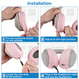 Geekria 2 Pairs Knit Headphones Ear Covers (Product Safety Certified), Washable & Stretchable Protectors for Over-Ear Headsets, Sweat-Resistant (Size M / Pink)