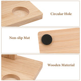 Geekria for Creators Microphone Holder, Wooden Wireless Mic Holder for Stand, 2-Slot Desktop Mic Storage Holder, Space-Saving Design for Home, Office, Recording Studio (Light Brown)