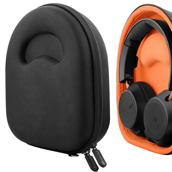 Geekria Shield Headphones Case for Lay Flat On-Ear Headphones, Replacement Hard Shell Travel Carrying Bag with Cable Storage, Compatible with B&O, JBL, Audio-Technica Headsets (Black)