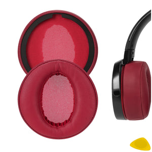 Geekria QuickFit Replacement Ear Pads for SONY MDR-XB950BT MDR-XB950B1 MDR-XB950/H Headphones Ear Cushions, Headset Earpads, Ear Cups Cover Repair Parts (Dark Red)