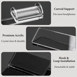 Geekria for Creators Acrylic Headphone Holder for Monitor, No-Drill Adhesive Headset Hook for Curved and Flat-Screen Monitors, Space-Saving Organizer for Gaming Desk and Home Office, Clear