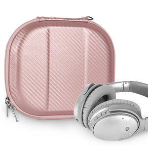 Geekria NOVA Headphones Case Compatible with Bose QuietComfort 35 II, QC45, QC25, QCSE Case, Replacement Hard Shell Travel Carrying Bag with Cable Storage (Rose Gold)
