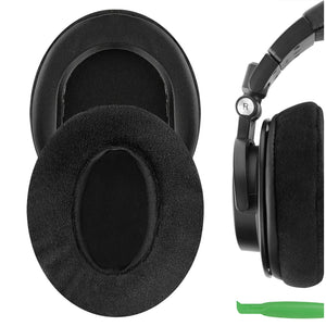 Geekria Comfort Velour Replacement Ear Pads for Audio-Technica ATH-M50X, ATH-M50xBT2, ATH-M40X, ATH-M30X, ATH-M20X, ATH-M10, Headphones Ear Cushions, Ear Cups Cover Repair Parts (Black)