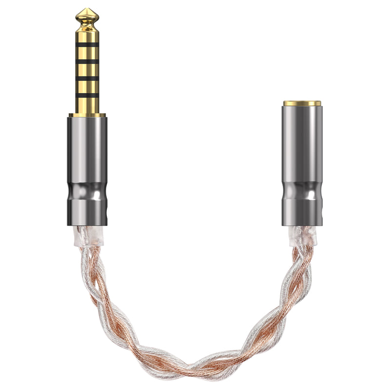 Geekria 4.4mm Balanced Male to 3.5mm Balanced Female Adapter, Silver-Plated Copper Audio Cable, Headphone Upgrade Conver