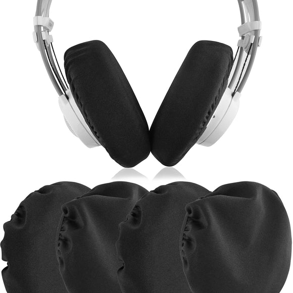 Geekria 2 Pairs Flex Fabric Headphones Ear Covers, Washable & Stretchable Sanitary Earcup Protectors for Large Over-Ear Headset Ear Pads, Sweat Cover for Gym, Gaming (L / Black)