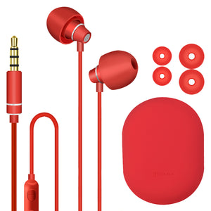 Geekria Silicone Sleep Earbuds, Mini ASMR Sleeping Earphone with MIC and VC, 3.5mm Male Noise-Isolating Soft Ear Plugs, For Light Sleep, Insomnia, Side Sleep, Air Travel (Red)
