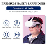 Geekria VR Headset Audio Cable Compatible with Meta Quest 3, Short Earbuds with S / M / L Size Ear Tips, 3.5 mm Aux 360 Degree Sound Earphone (Silver)