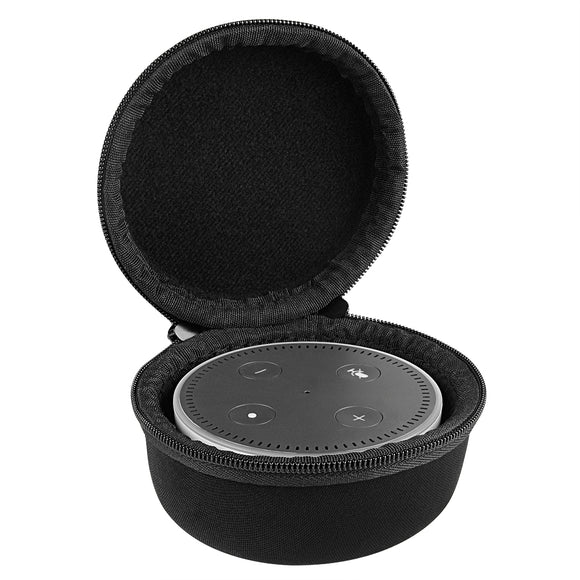 Geekria Shield Speaker Case Compatible with Echo Dot 2nd Generation Smart Speaker, Monster Clarity 102 Plus Airlinks Wireless Earbuds Case, Replacement Hard Shell Travel Carrying Bag (Black)