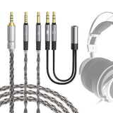 Geekria Apollo Silver-Plated Copper Upgrade Audio Cable Compatible with VZR Model One/MKII Gaming Headset, 3.5mm (1/8'') to Dual 3.5mm Replacement Headphones Cord (4.9 ft / 1.5 m)