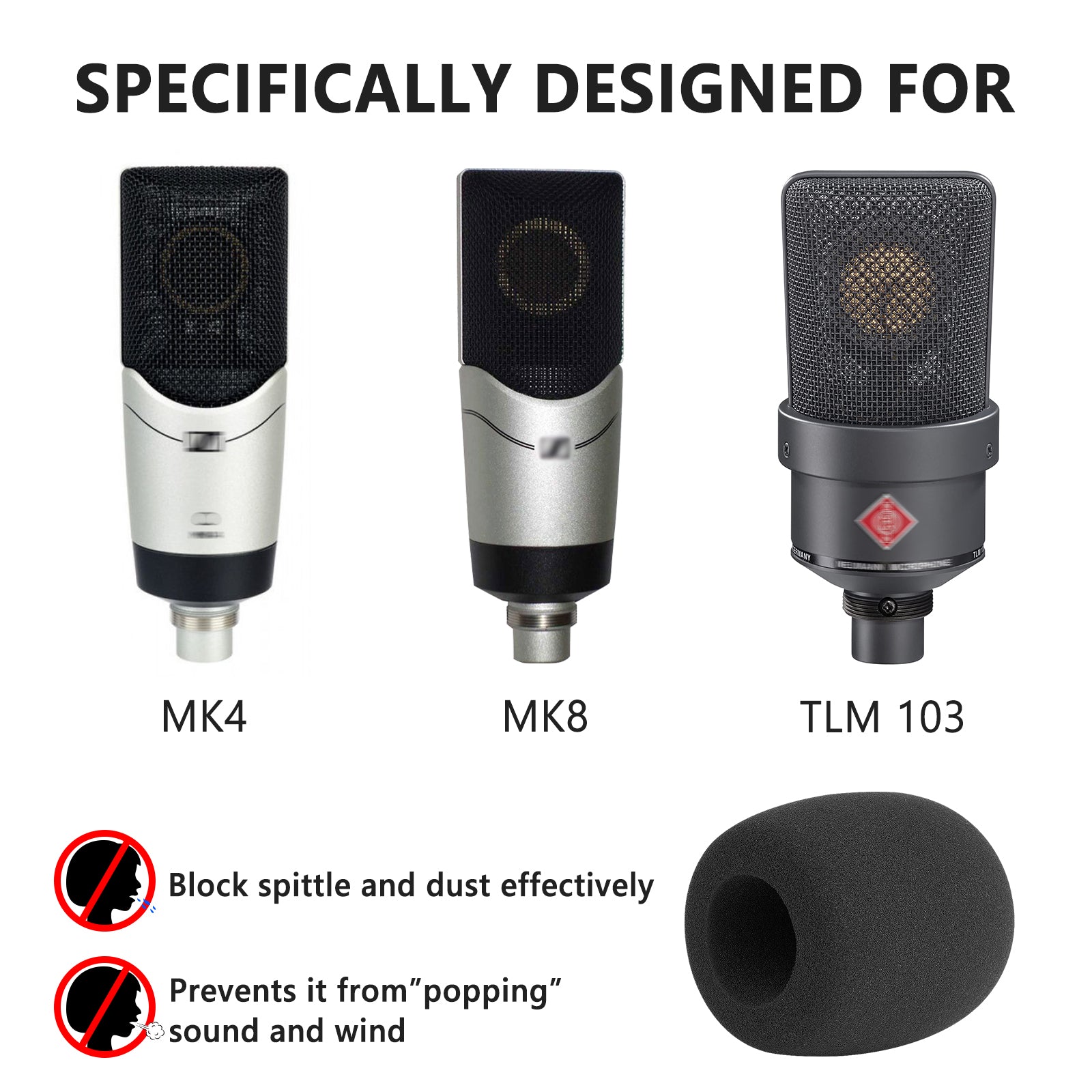 Geekria Lot De 2 Pare-Brise Mousse Pour Micros TONOR Q9, TC20, TC30, TC40 – Protection Anti-Vent Et Plosives Noire