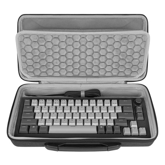 Geekria 65% Keyboard Case with Knob, Hard Shell Travel Carrying Bag for 68 Keys Compact Keyboard, Compatible with Keychron Q2, Keychron Q2 Pro, Keychron V2, Nuphy Halo65