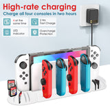 Geekria Charging Station Stand and Game Holder Compatible with Nintendo Switch & OLED Model Joy-Cons, Charger Stand Station with Cooling Fan Intended for Nintendo Switch Joy Con