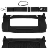 Geekria Silicone Speaker Case Cover Compatible with JBL Charge 6, Protective Soft Skin, Replacement Portable Speakers Travel Carrying Sleeve with Shoulder Strap (Black)