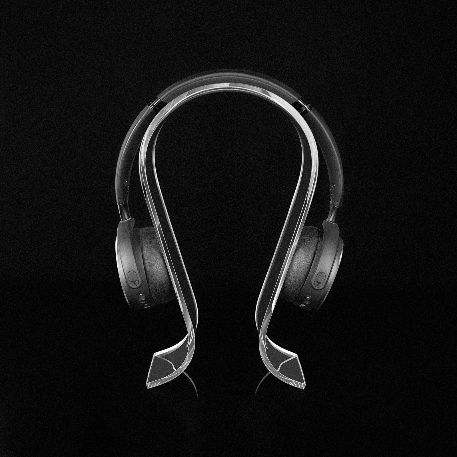 ROSENICE Acrylic Headphone Stand Headset Holder Wall Desktop Headset Rack L Shaped Bracket Headphone Accessories With Double Sided Tape Black