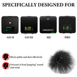 Geekria for Creators Furry Windscreen Compatible with Rode Wireless GO Gen 3 III, GO 2, PRO, ME Mic DeadCat Wind Cover Muff, Fluff Cover Windshield, Wind Noise Reduction (Grey / 4 Pack)