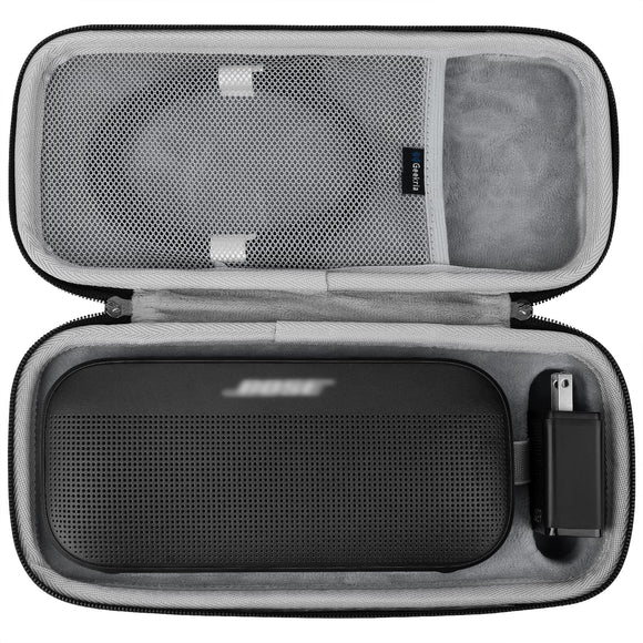 Geekria Shield Speaker Case Compatible with Bose New SoundLink Flex 2nd gen, Bose SoundLink Flex Case Cover, Replacement Hard Shell Portable Speaker Protective Carrying Bag (Dark Grey)