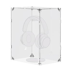 Geekria Clear Acrylic Headphones Display Box Dust Cover for Headphones, Assemble Cube Display Box Stand Dustproof, Protection Headphones Show Case Cover, Protective Case Dust Display Box Cover