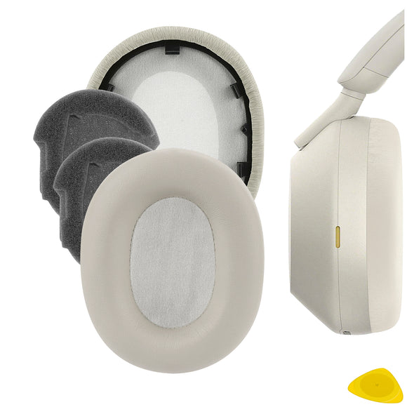 Geekria QuickFit Replacement Ear Pads for Sony WH-1000XM5, WH1000XM5 Wireless Headphones Ear Cushions, Headset Earpads, Ear Cups Cover Repair Parts (Gold)