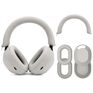Geekria Silicone Headphone Cover Kits Compatible with Sony WH-1000XM5, WH1000XM5 Wireless Headphones, Scratch Protection Case / Earpieces Cover / Headband Cover / Skin Protector (Beige)