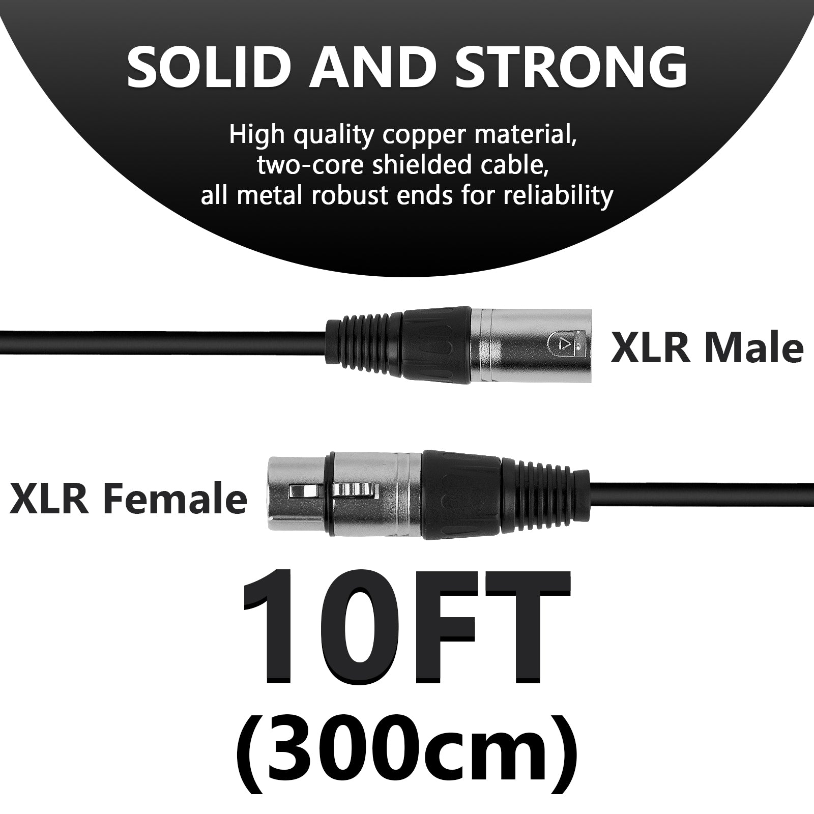 Geekria for Creators XLR male to XLR Female Microphone Cable 10 ft / 3 M, Compatible with Audio-Technica ATH AT2020, AT2035, AT2021, AT2040, AT2005USB